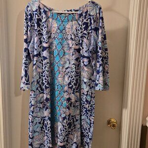 LILLY PULITZER Bay Dress Lapis Lazuli Your Biggest Fan Sz XL